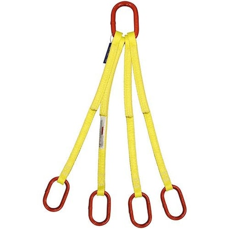 Hsi Four Leg Bridle Nylon Slng, 1 in Web Width, 10ft L, Oblong to Oblong Link, 12,000lb QOO-EE2-801-10